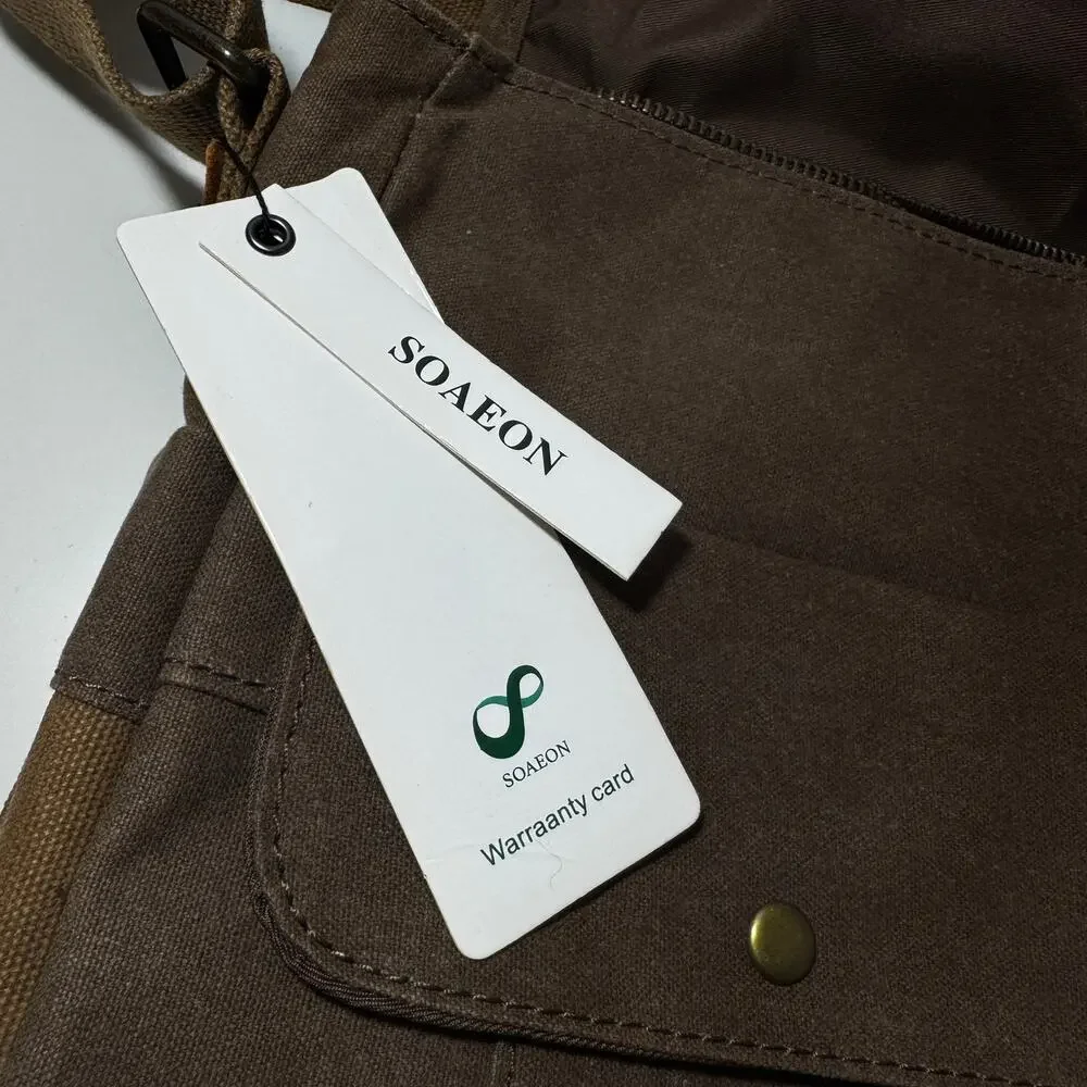 SOAEON Waxed Canvas & Leather Messenger Bag / Laptop Shoulder Bag